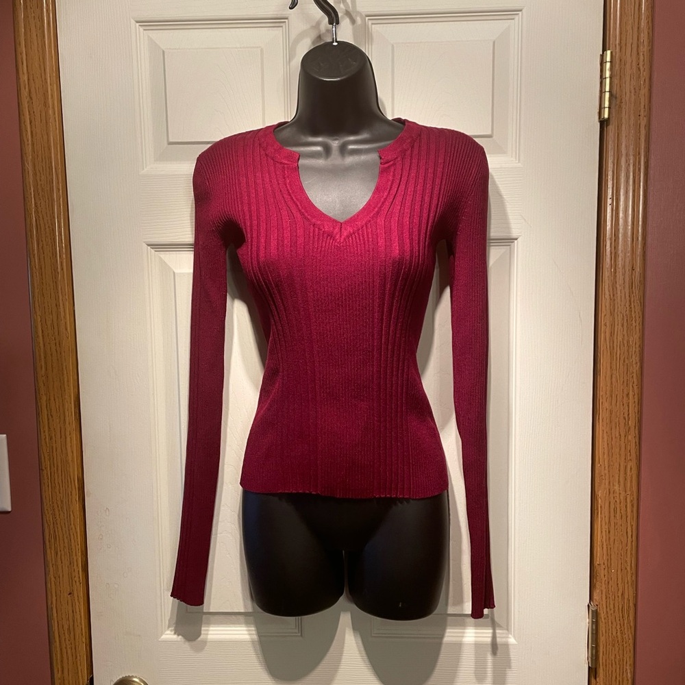 Simply Be Red V-Neck Sweater Knit Classic